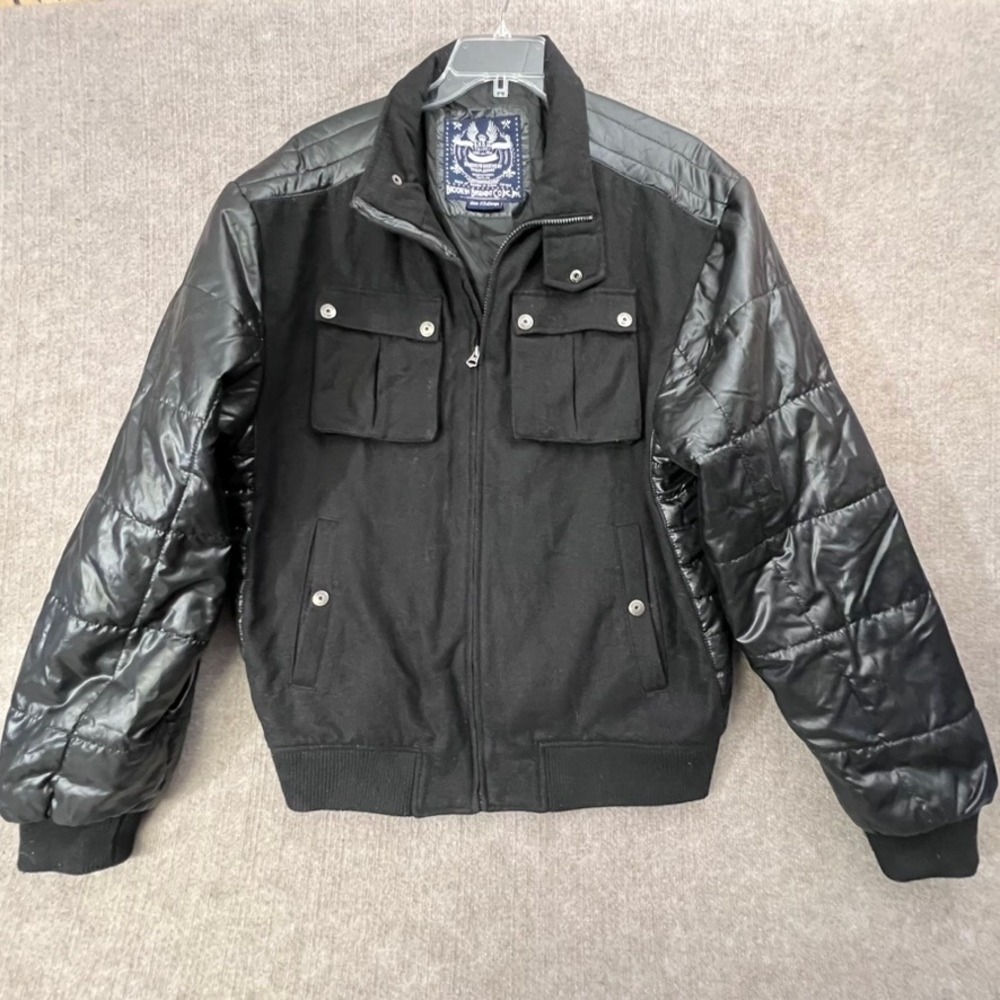 Brooklyn Basement 3XL Puffer Jacket Black Wool Blend‎ Bomber Moto Bomber Style